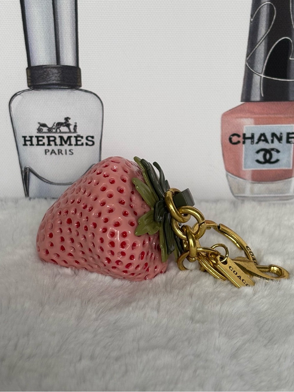 Strawberry Charm Keychain Bag Charm - Pink